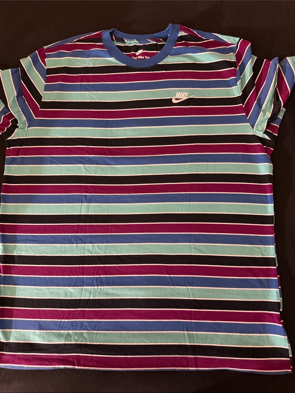 Nike men Striped Crew Neck T-Shirt - Blue, Purple, Black